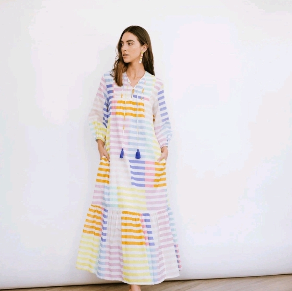 Sunshine Tienda Colorful Stripe Copa Maxi Dress Size Medium